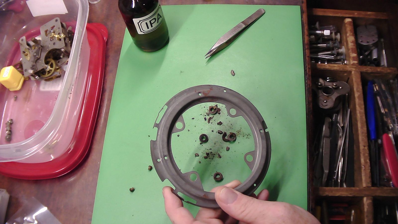 Crumbling Grommets — I decided to take out all the grommets, you can see they just kind of crumbled anywhere.
